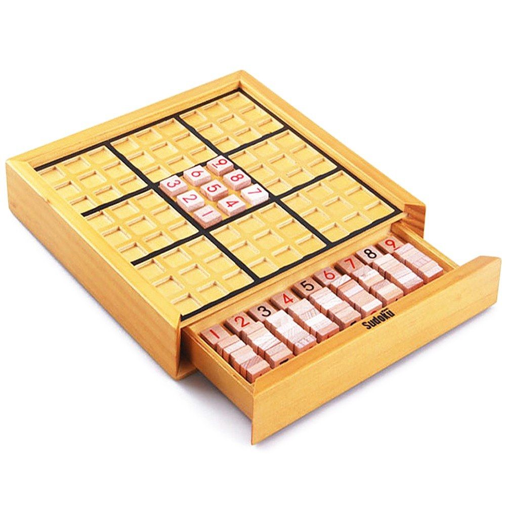 Wooden Sudoku Board Game With Drawer Wood Sudoku Puzzle Game