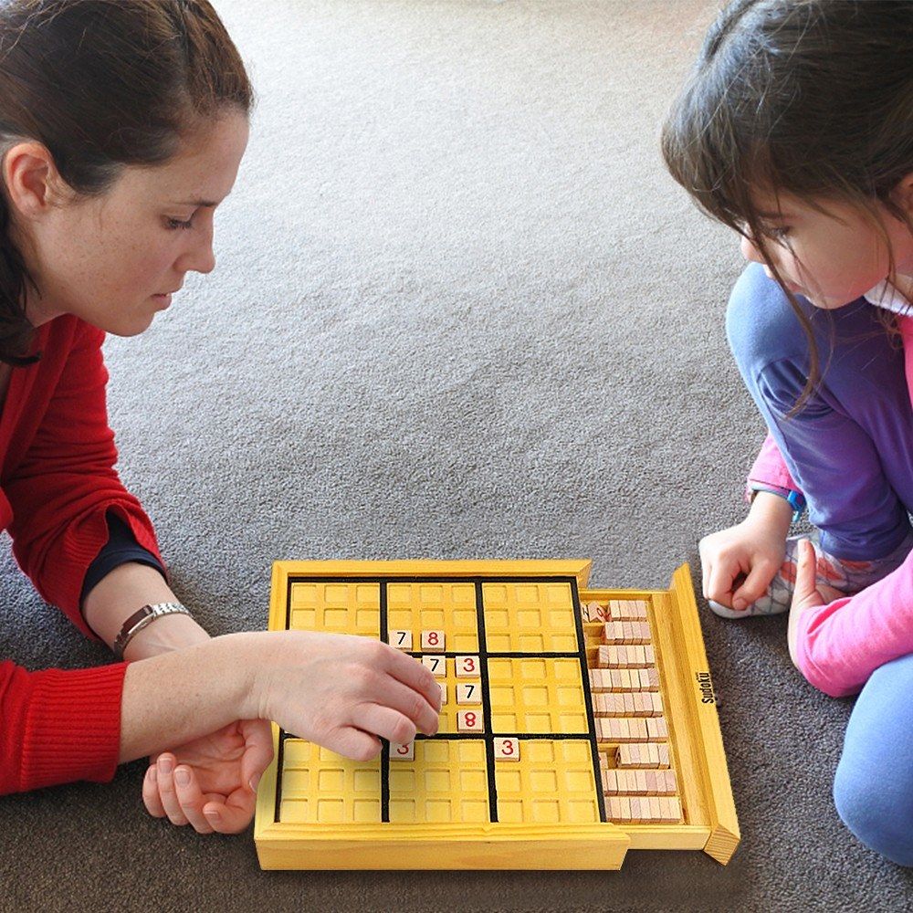 Wooden Sudoku Board Game With Drawer Wood Sudoku Puzzle Game