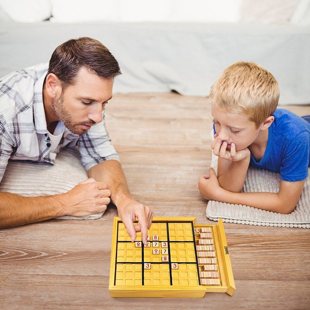 Wooden Sudoku Board Game With Drawer Wood Sudoku Puzzle Game