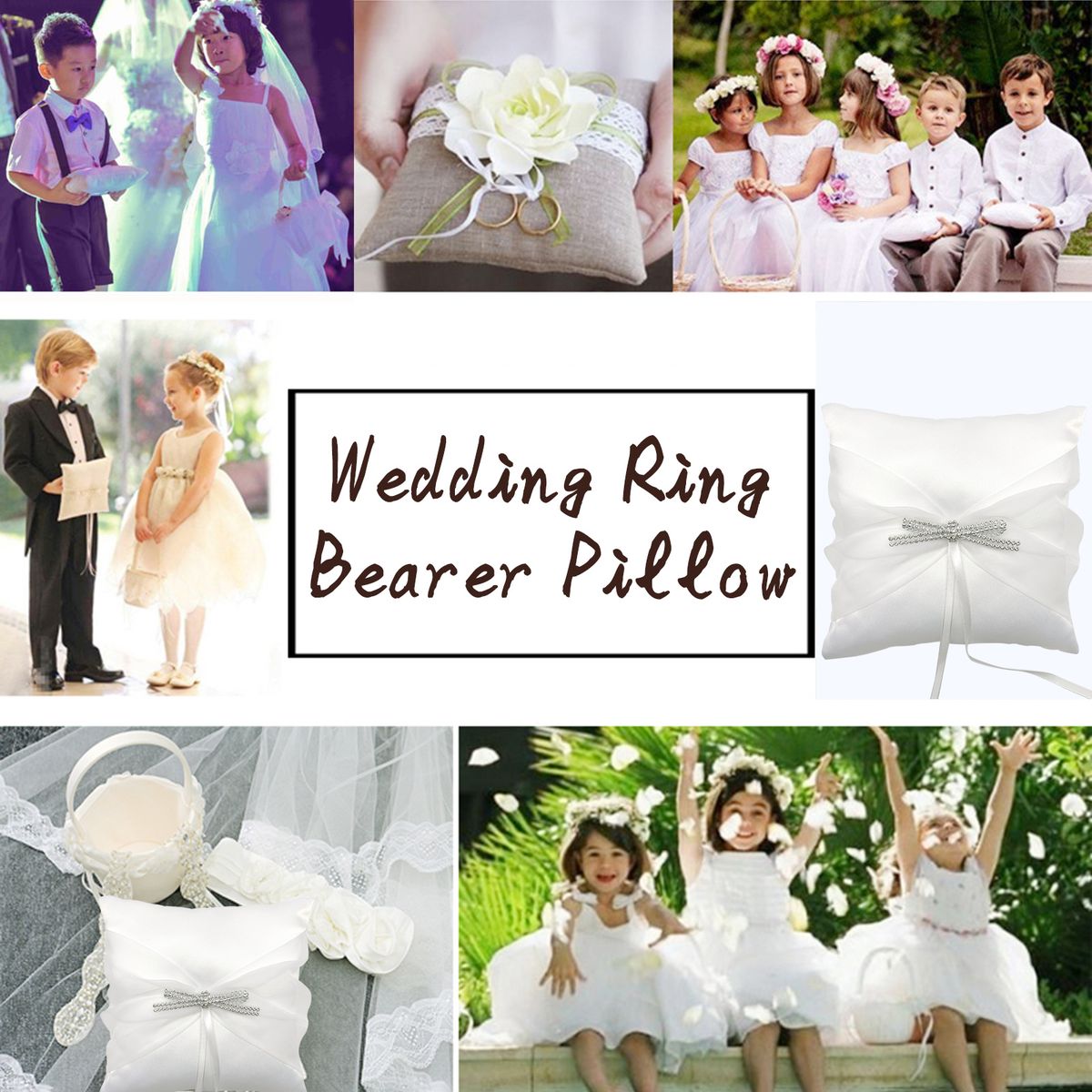 Wedding Ring Pillow Ring Bearer Pillow Cushion Lace Ribbon