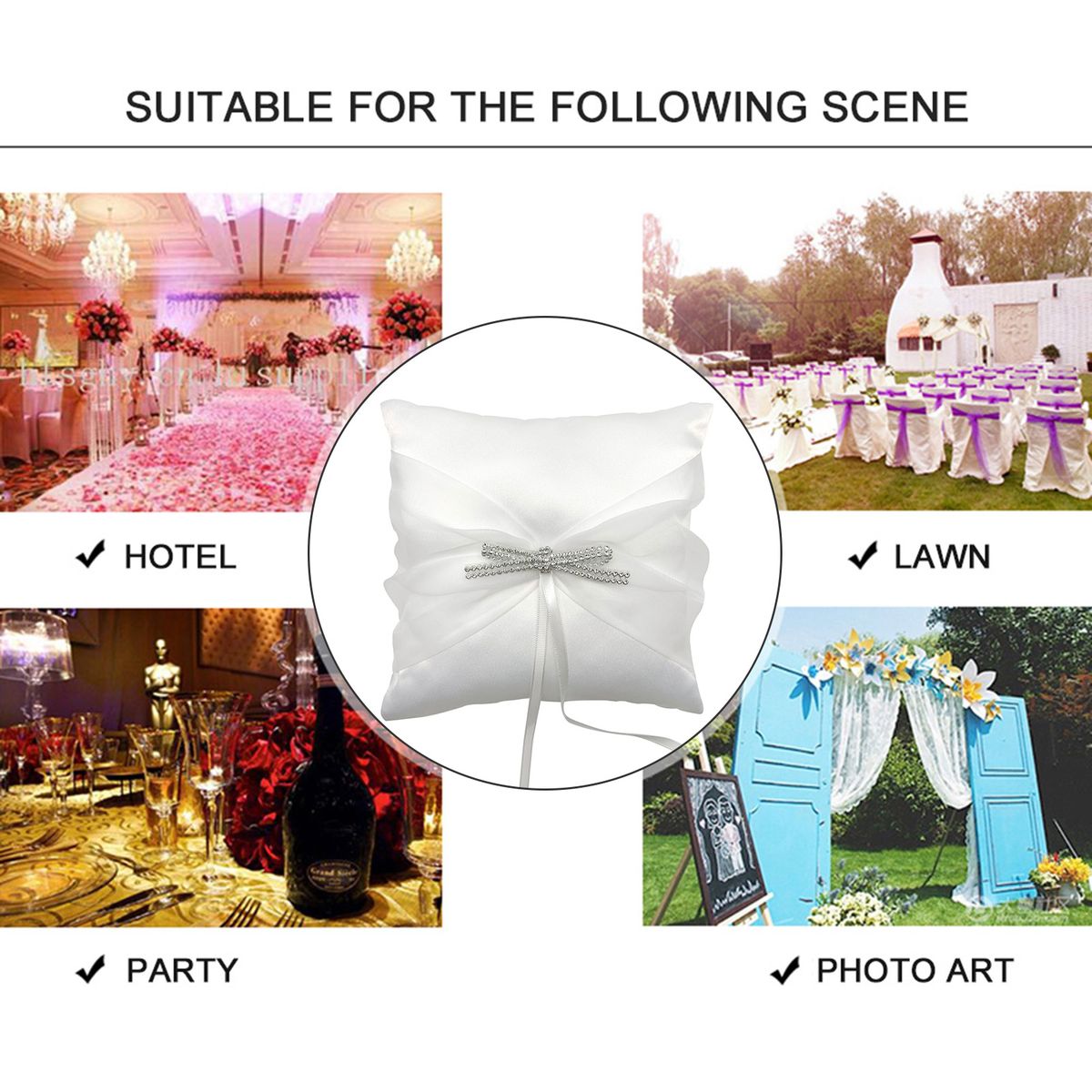 Wedding Ring Pillow Ring Bearer Pillow Cushion Lace Ribbon