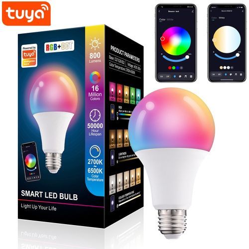 Tuya 15W Wifi/Bluetooth Control Smart Light Bulb, E27 RGB LED Lamp Dimmable With Tuya APP