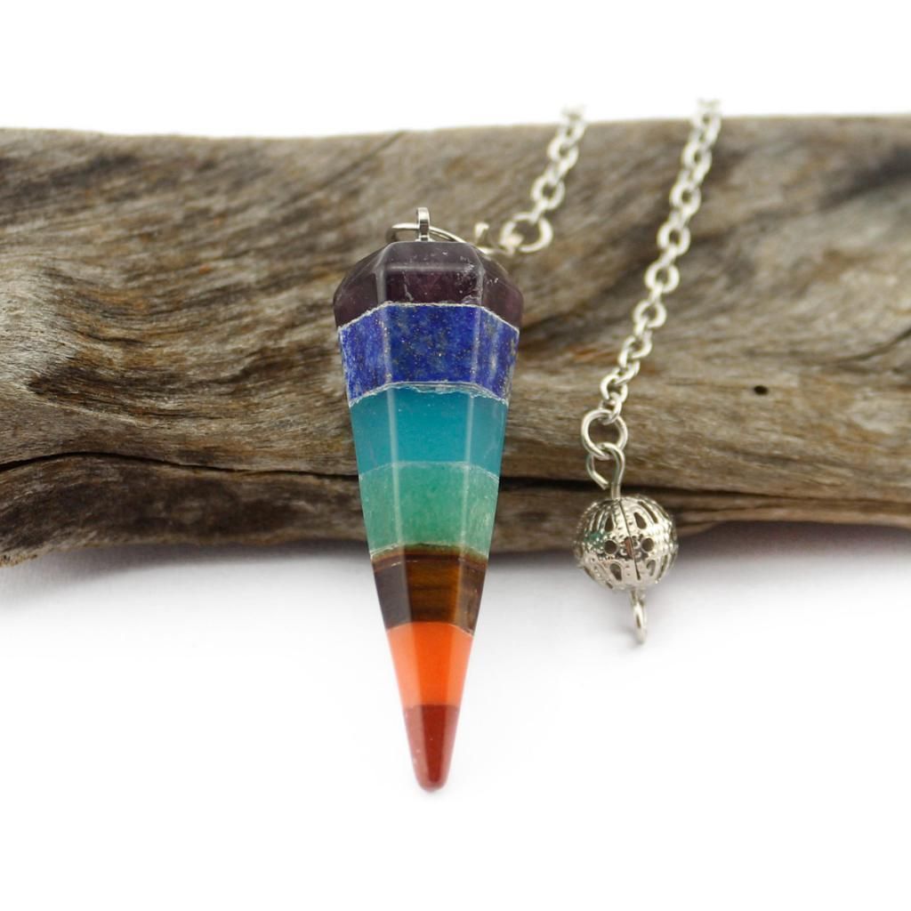 Reiki Energy Crystal Point Divining Rod With 7 Chakras