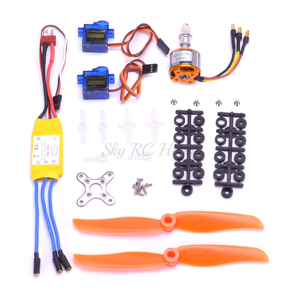 A2212 2212 2200KV Brushless Motor 30A ESC Motor Mount 6035 Propeller SG90 9G Micro Servo For RC Fixed Wing Plane Helicopter