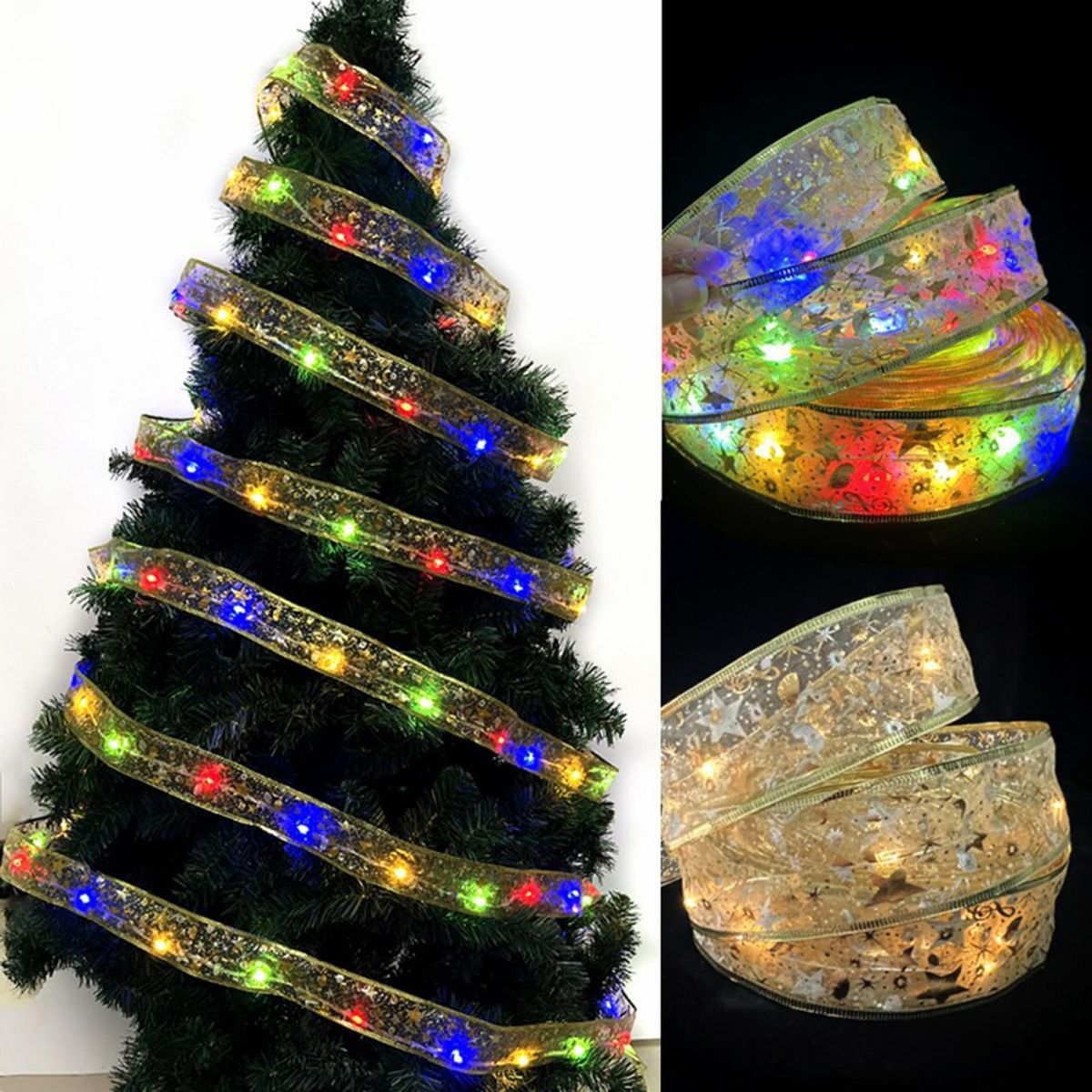 Christmas Ribbon Xmas Tree Wreath Decor Ribbon Golden