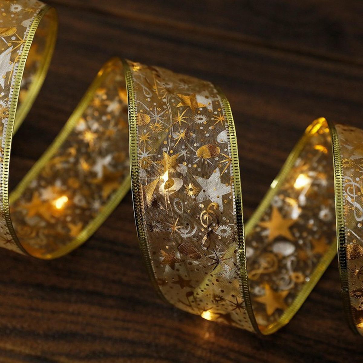 Christmas Ribbon Xmas Tree Wreath Decor Ribbon Golden