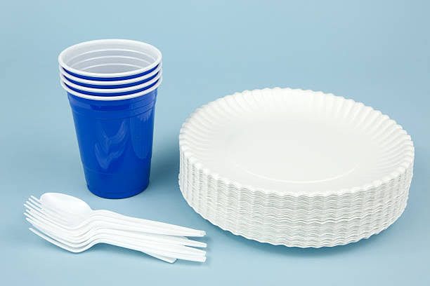 100pcs Disposable Plates, 50pcs Cup, 100pcs Fork & Spoons