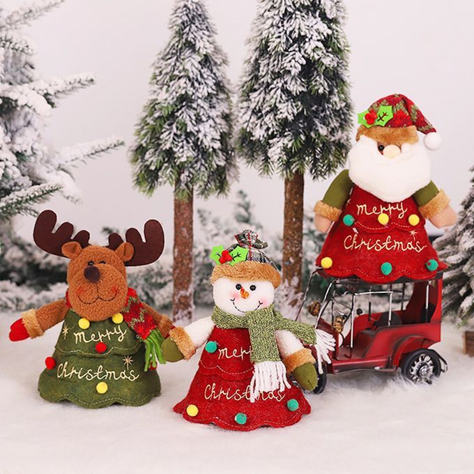 Christmas Santa Snowman Elk Doll Candies Gifts Storage Bag-