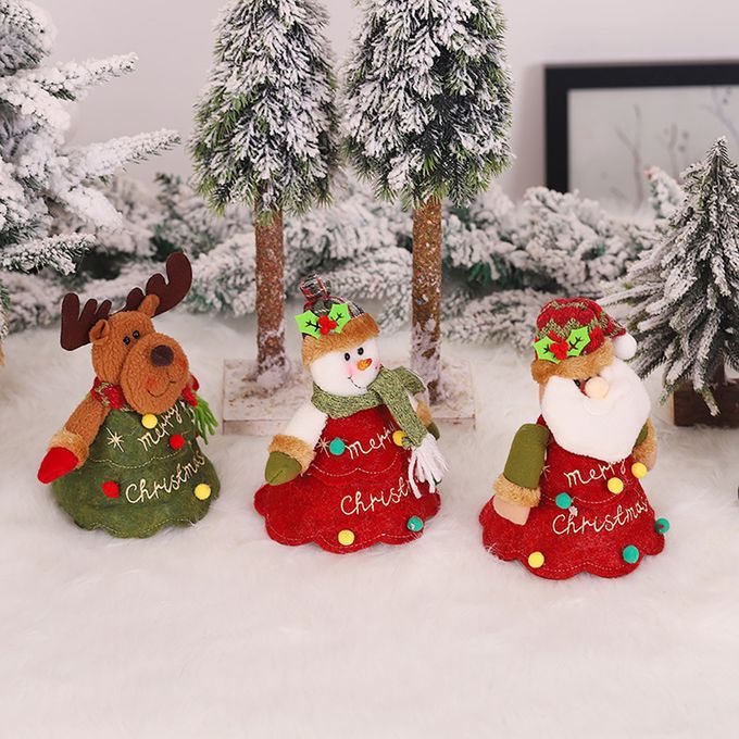 Christmas Santa Snowman Elk Doll Candies Gifts Storage Bag-
