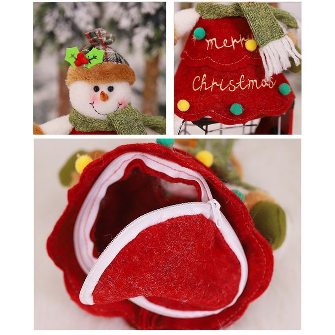 Christmas Santa Snowman Elk Doll Candies Gifts Storage Bag-