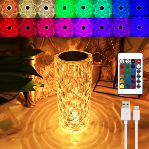 16 Lights Rechargeable Touch-pad Rose Diamond Table Lamp