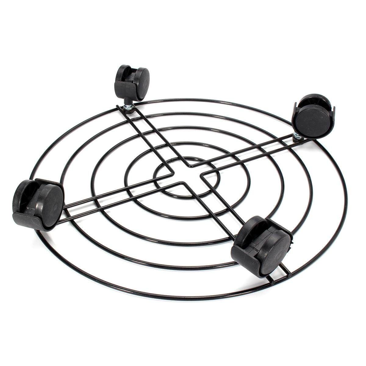 3Pcs Garden Plant Pot Round Wheels Mover Trolley Caddy Garden Plate Metal Stand 40cm