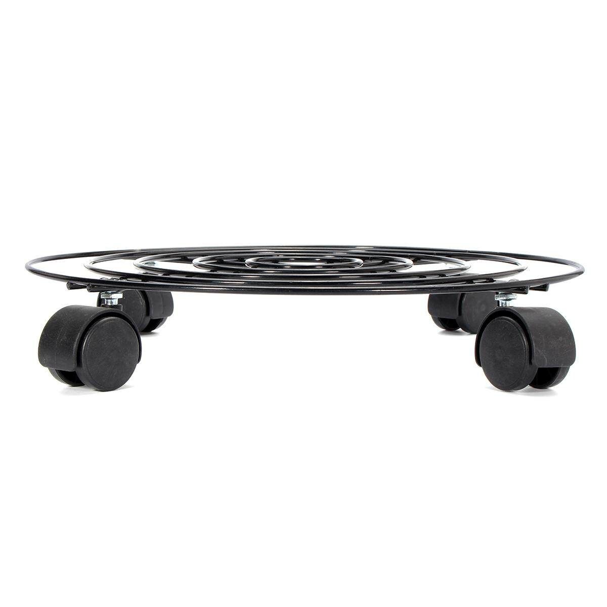 3Pcs Garden Plant Pot Round Wheels Mover Trolley Caddy Garden Plate Metal Stand 40cm