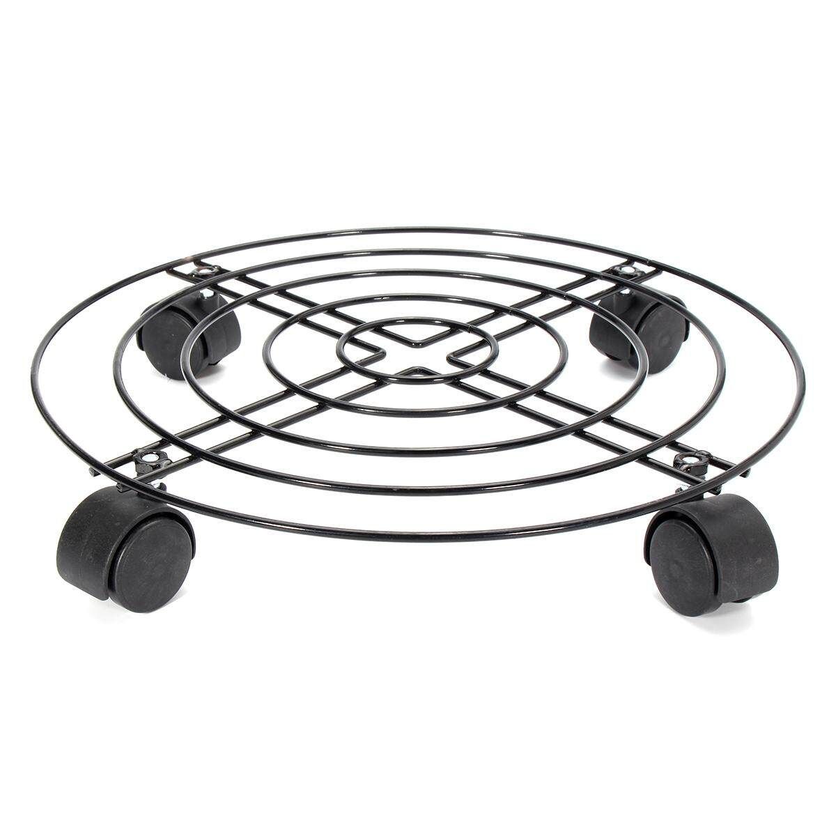3Pcs Garden Plant Pot Round Wheels Mover Trolley Caddy Garden Plate Metal Stand 40cm