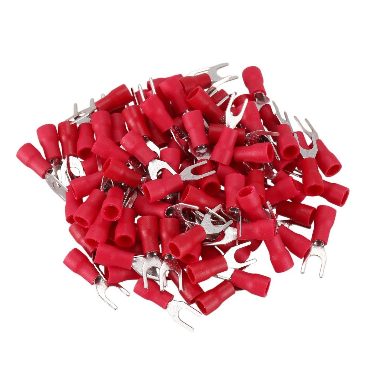 100 Pcs 4mm Fork AWG 22-16 Insulated Terminal Cable Lug