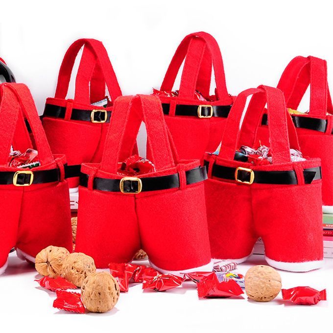 Christmas Candy Bags Tear Resistant Cute Flannel-Red