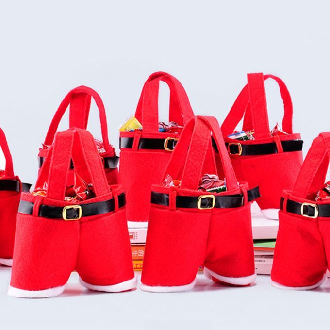 Christmas Candy Bags Tear Resistant Cute Flannel-Red