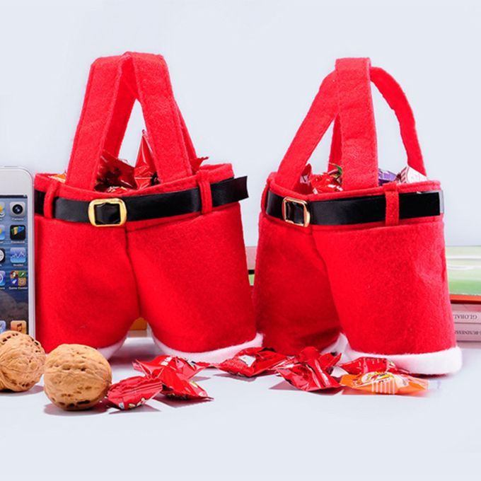 Christmas Candy Bags Tear Resistant Cute Flannel-Red