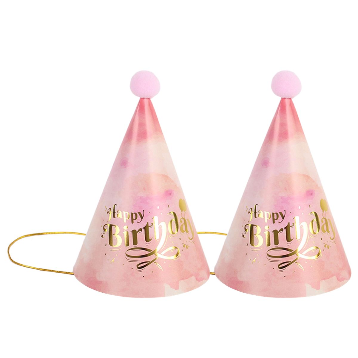 2Pcs Birthday Hat Plush Ball Bronzing Children Hat A