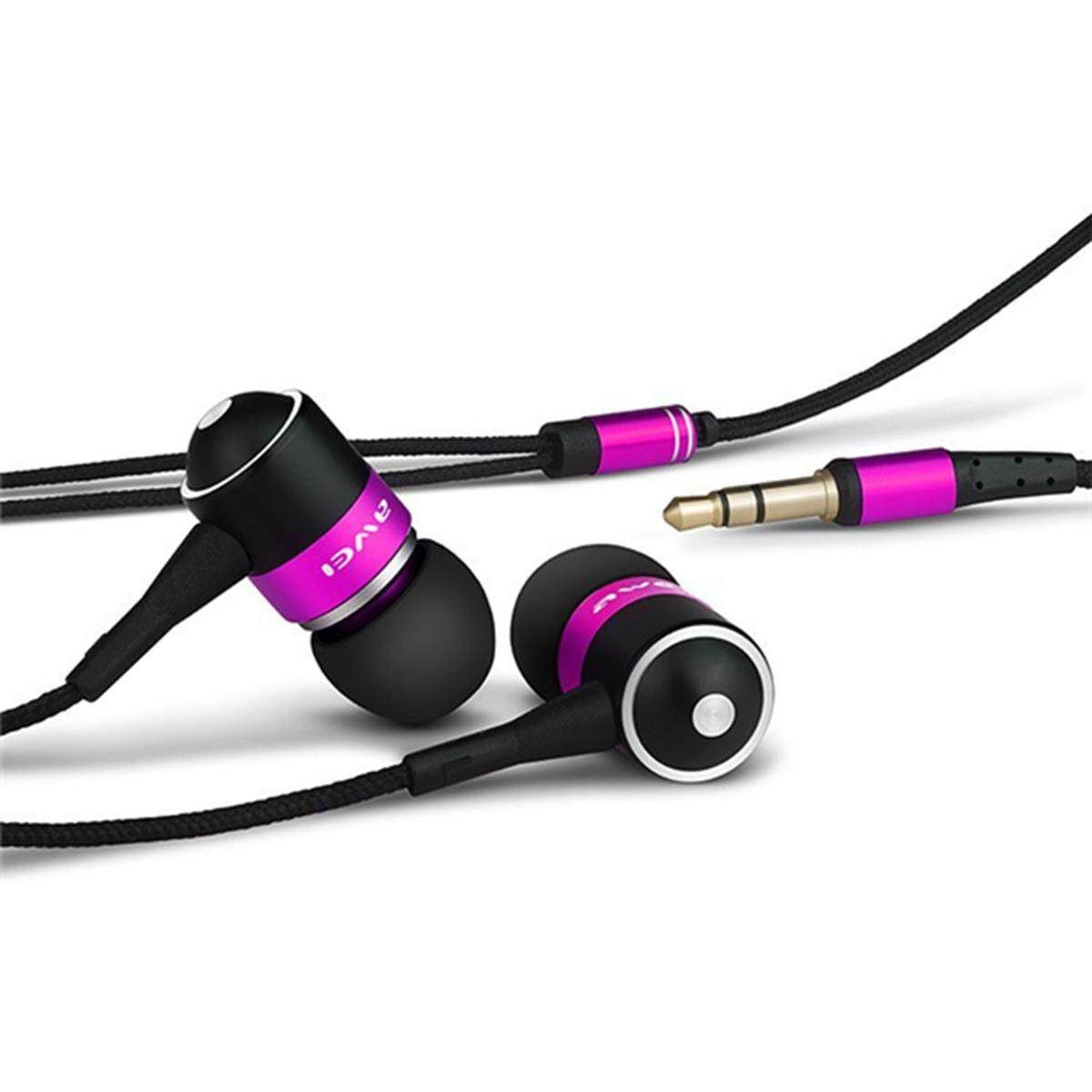 AWEI ES Q3 3.5mm In-ear Noise Isolation Wired Control Earphone Headphone For Smartphone Tablet PC Player Pink