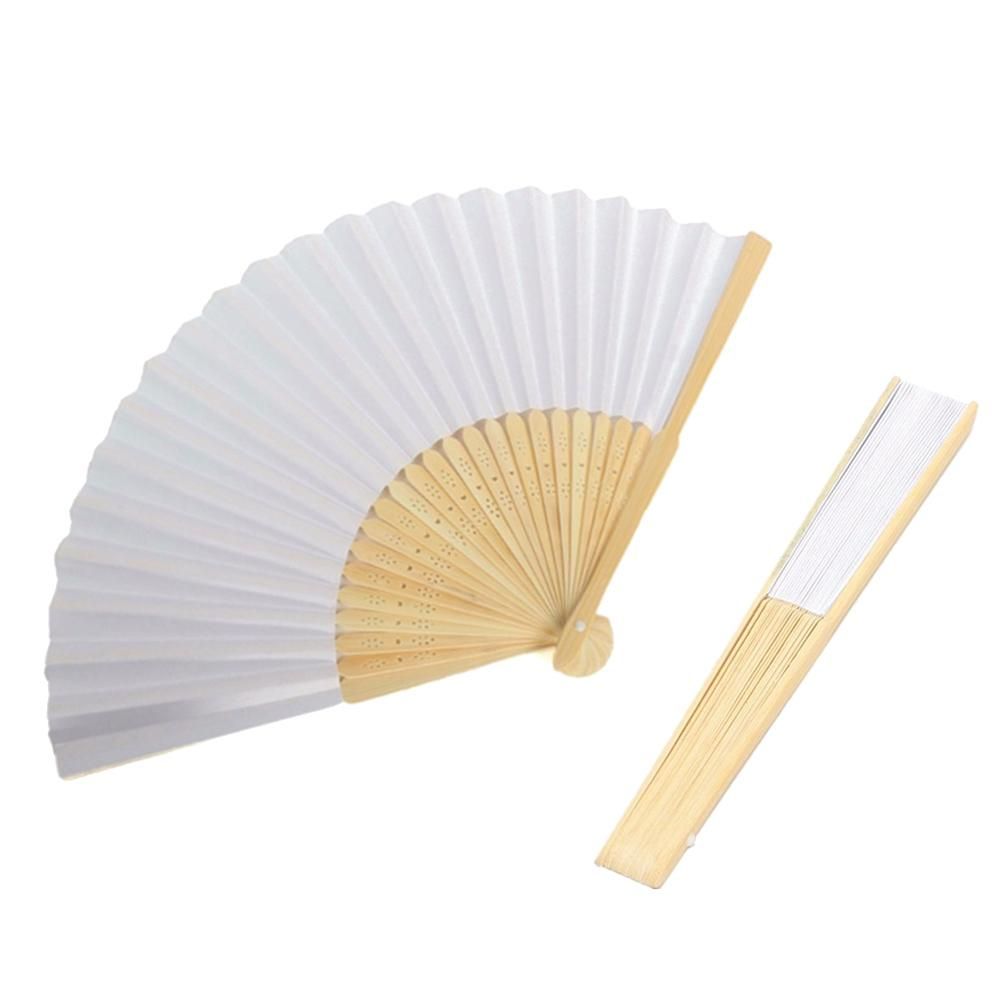 Calligraphy Practice For Paper Bamboo Folding Blank DIY Hand Draw Held Paper Folding Shape Hand Sector White Fan