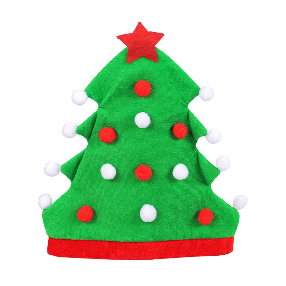Women Christmas Hat Festive Elf Caps with Plush Poms Christmas Home Green