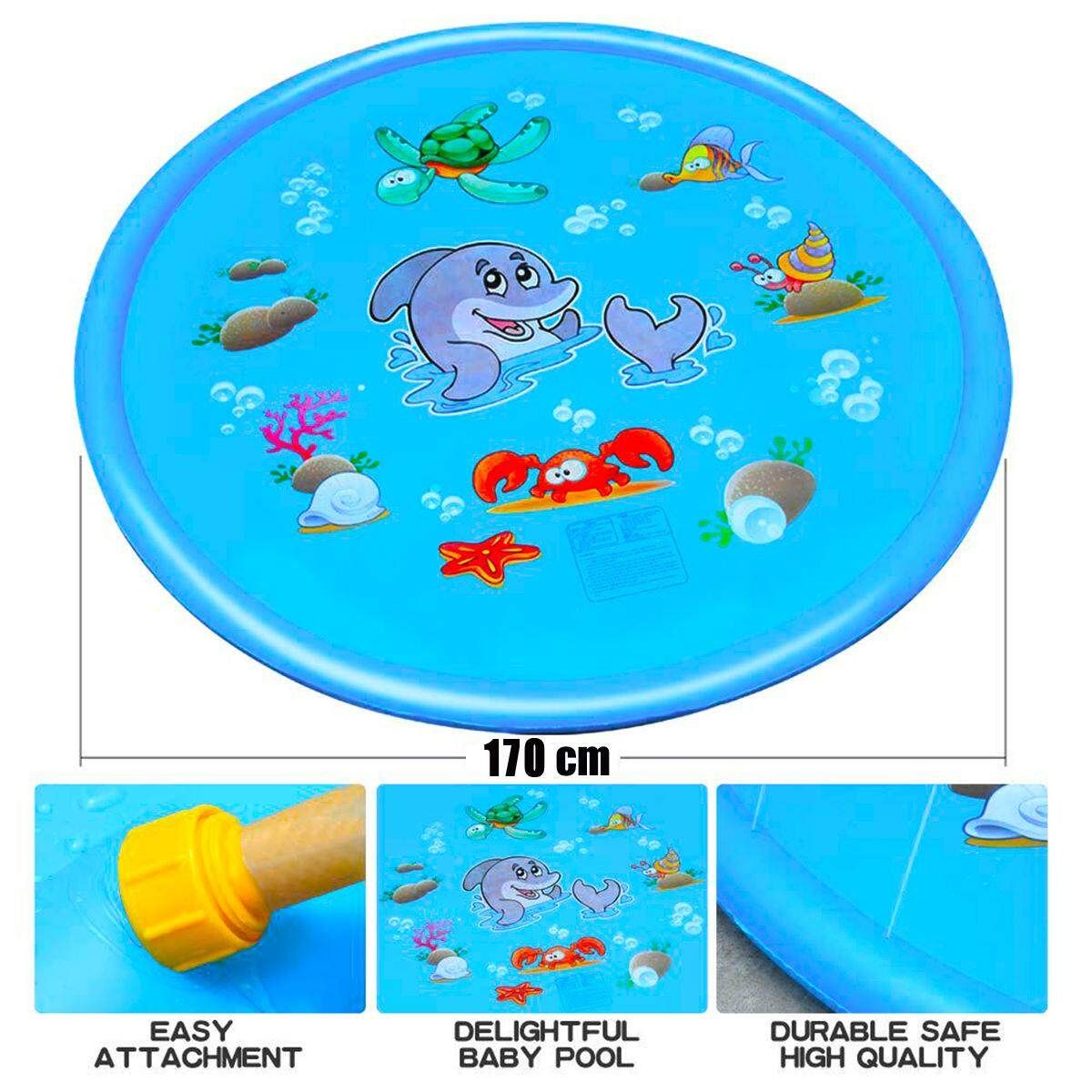 PVC Sprinkle And Splash Play Mat Toy Perfect Inflatable Outdoor Sprinkler Pad Blue