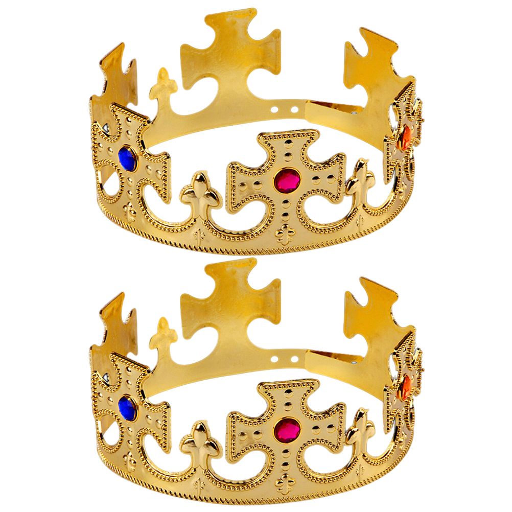 (Golden)2Pcs Hat King Kings Golden Kids Birthday Party Hat H
