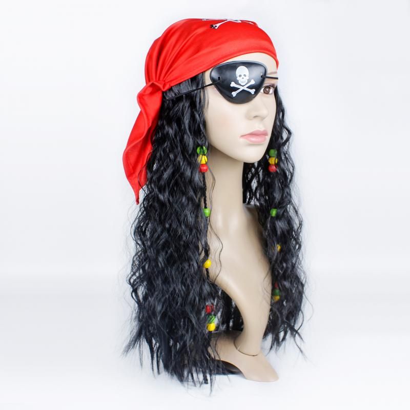 Women Carnival Wig Hair Hat Cap With Braids Cosplay Pira JIN