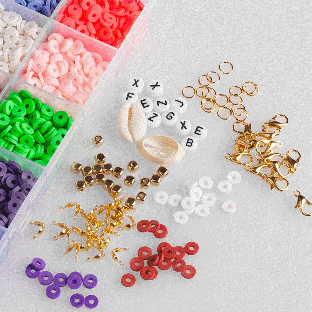 Round Polymer Clay Beads Charms Elastic Strings 4285pcs