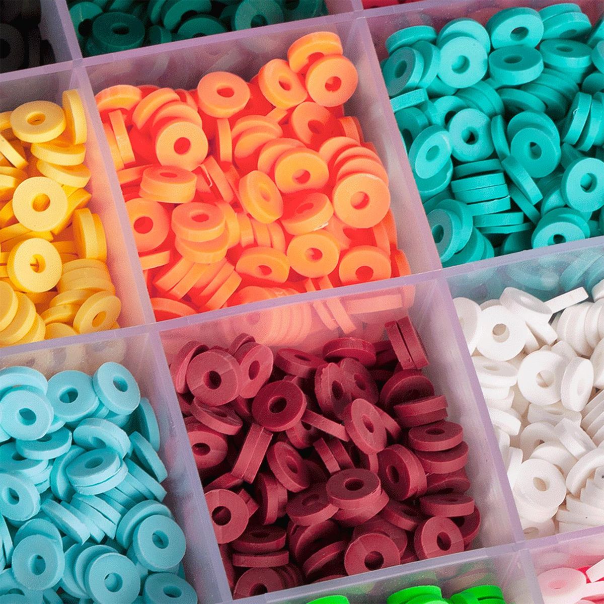 Round Polymer Clay Beads Charms Elastic Strings 4285pcs