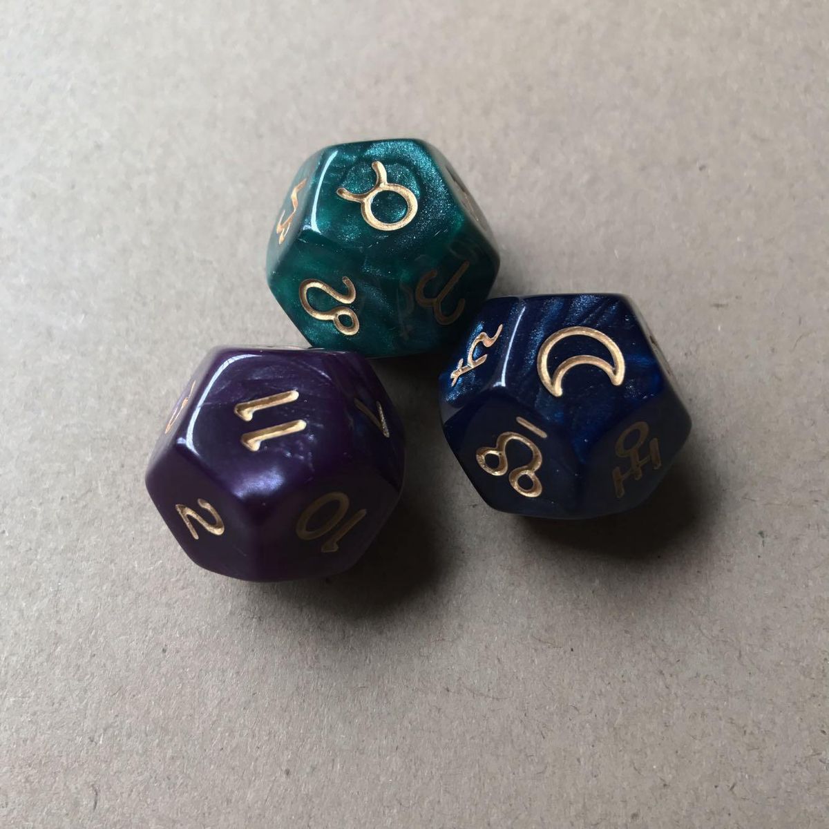 3Pc 12-Sided Tarot Dice Resin Divination Cards Game for