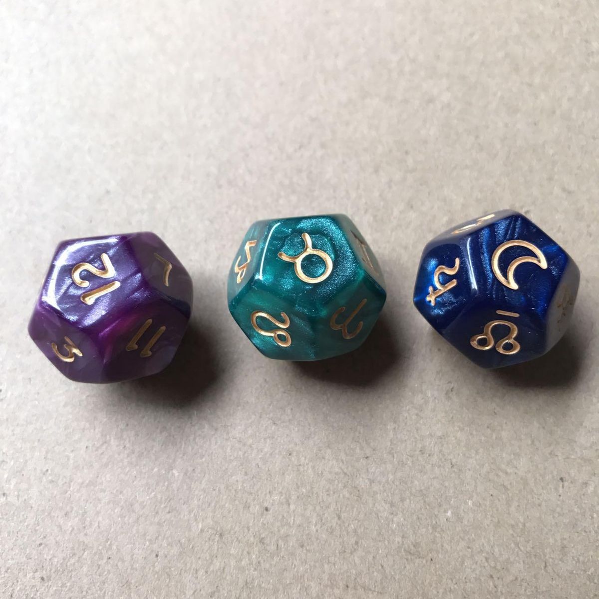 3Pc 12-Sided Tarot Dice Resin Divination Cards Game for
