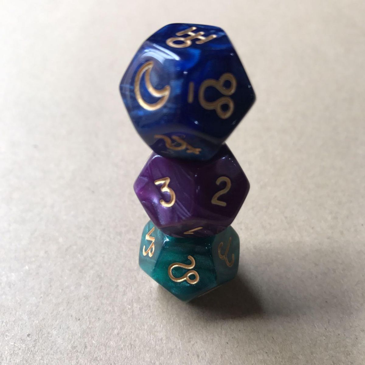 3Pc 12-Sided Tarot Dice Resin Divination Cards Game for