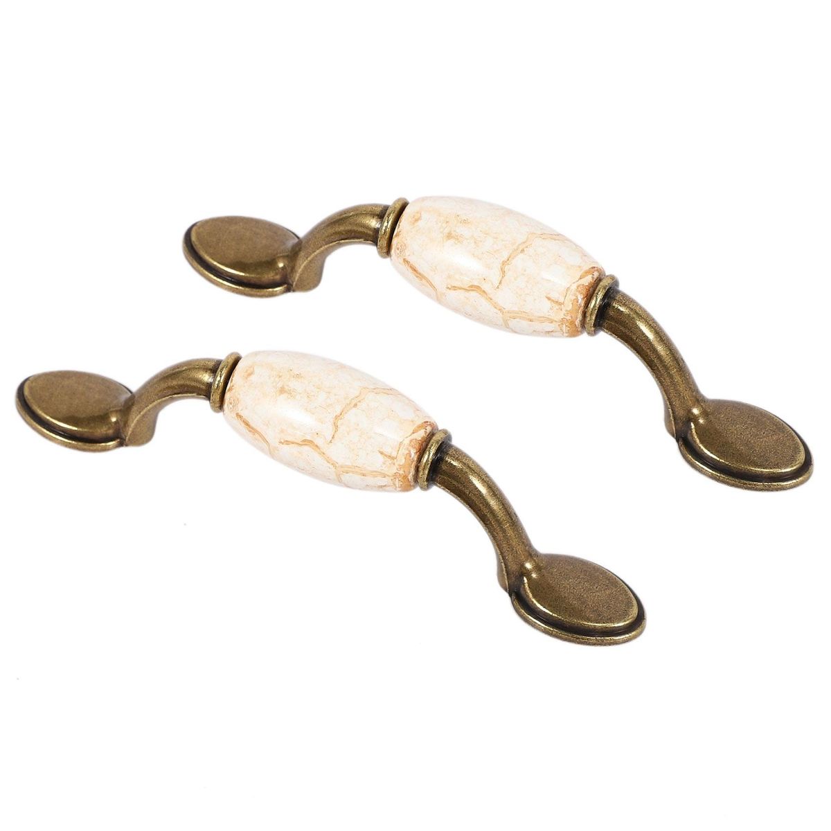 2Pcs Cupboard Door 12.5cm Long Zinc Alloy Ceramic Arch Pull