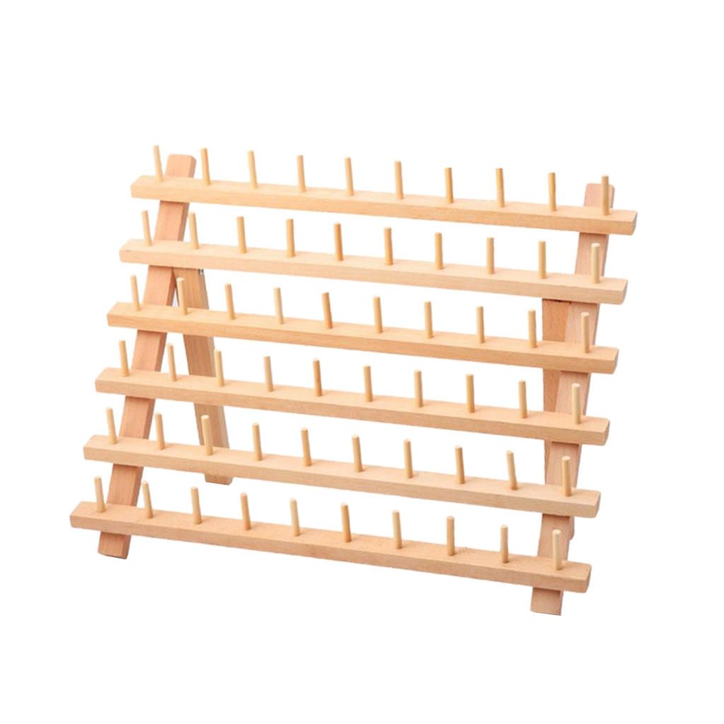 60 Spools Wooden Thread Rack Spool Holder Organizer Embroidery