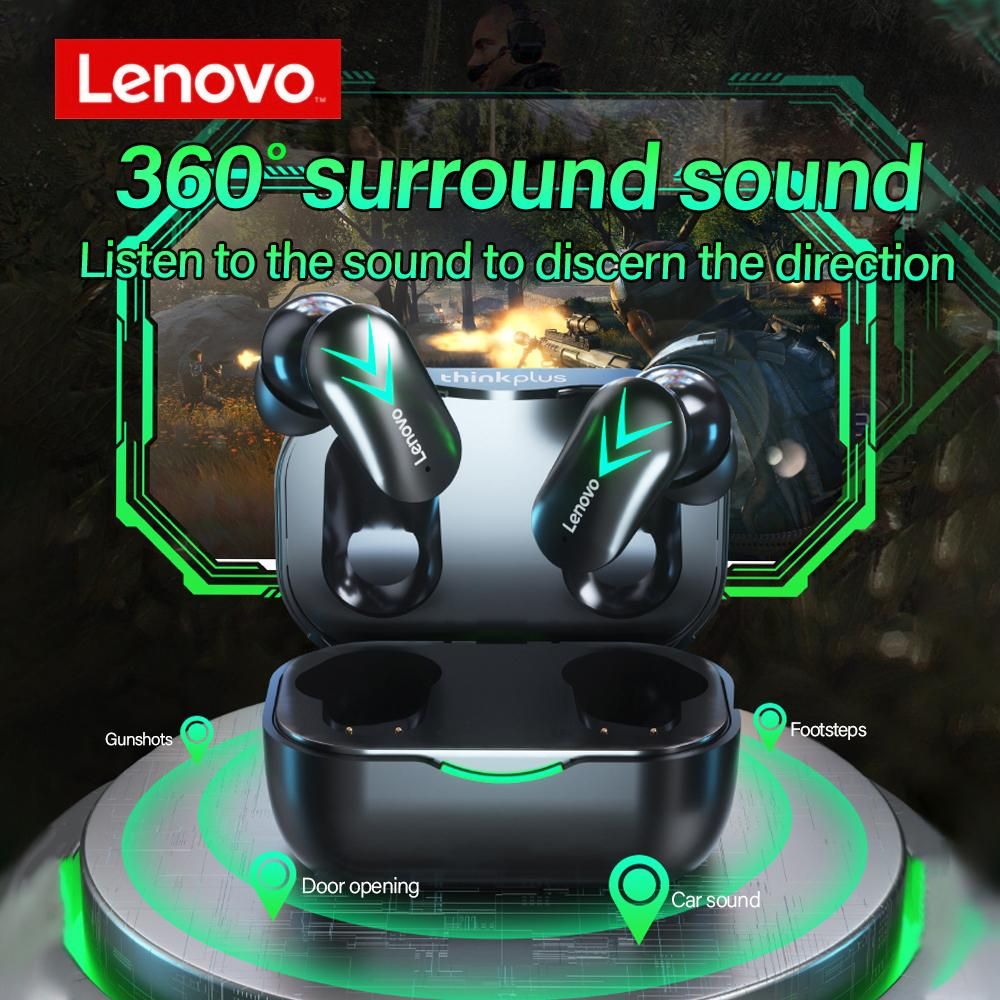 Lenovo XT82 Wireless BT5.1 Gaming Headphones In-ear Sports Gaming Earbuds BT5.1 Chip Low Latency with LED Battery Display White