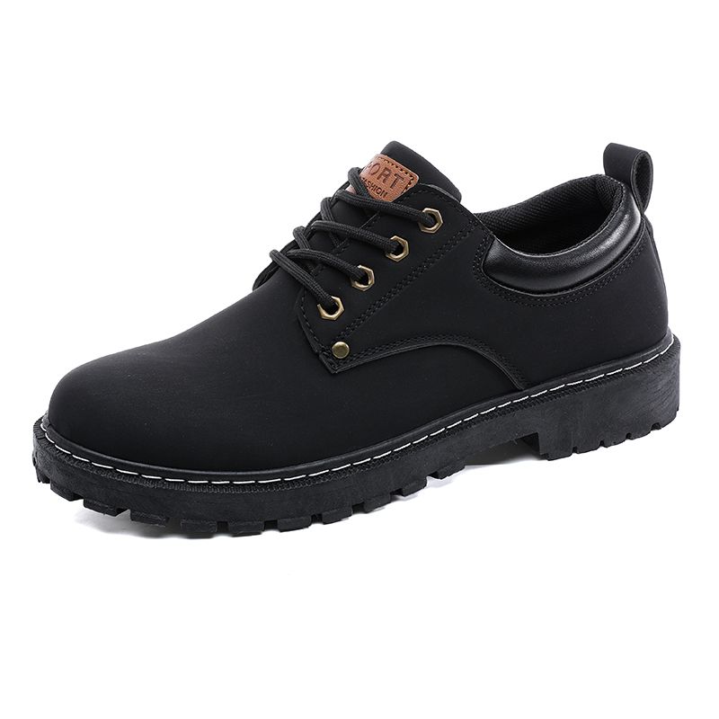 Men Ankle Boots Casual Work Shoes Low Top Retro Martin Boots Thick-soled