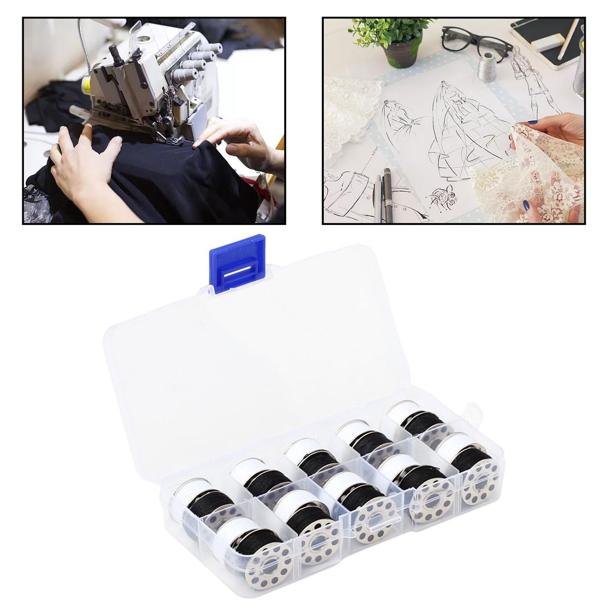 20Pcs Metal Bobbins Thread Spools  With Case