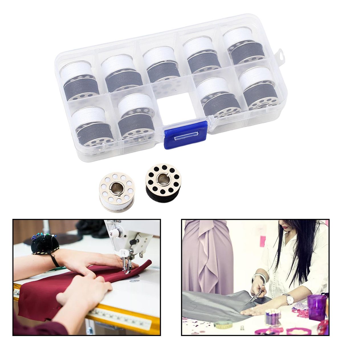 20Pcs Metal Bobbins Thread Spools  With Case