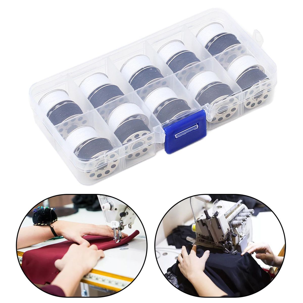 20Pcs Metal Bobbins Thread Spools  With Case