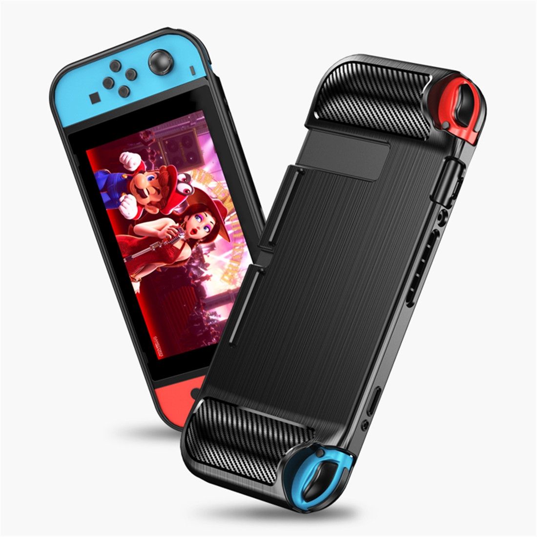 For Nintendo Switch Brushed Texture Carbon Fiber TPU Case