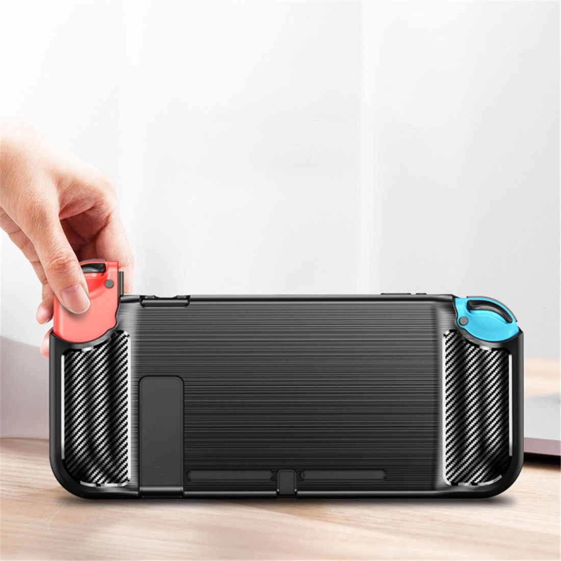 For Nintendo Switch Brushed Texture Carbon Fiber TPU Case