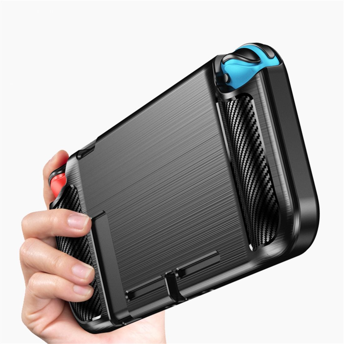 For Nintendo Switch Brushed Texture Carbon Fiber TPU Case