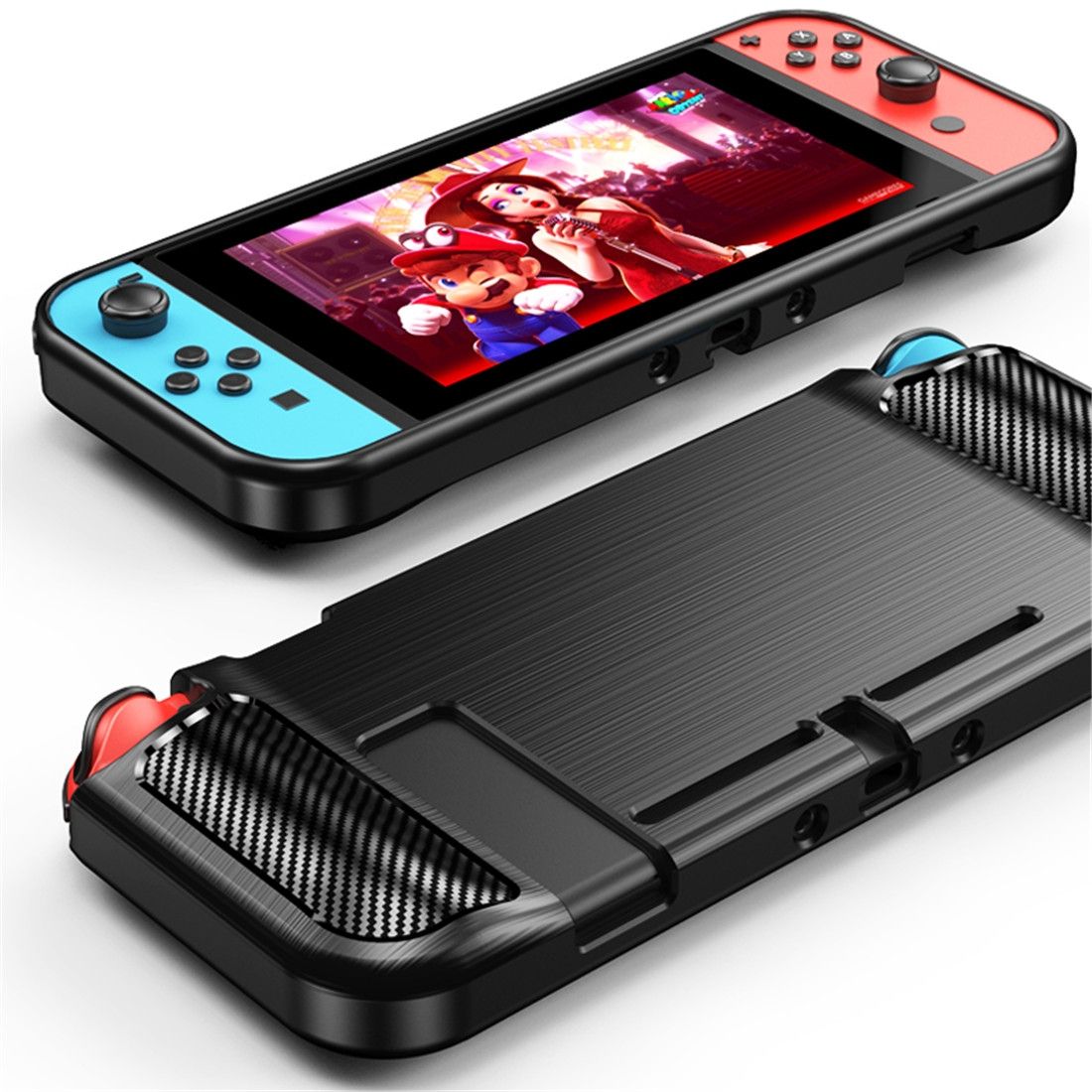 For Nintendo Switch Brushed Texture Carbon Fiber TPU Case