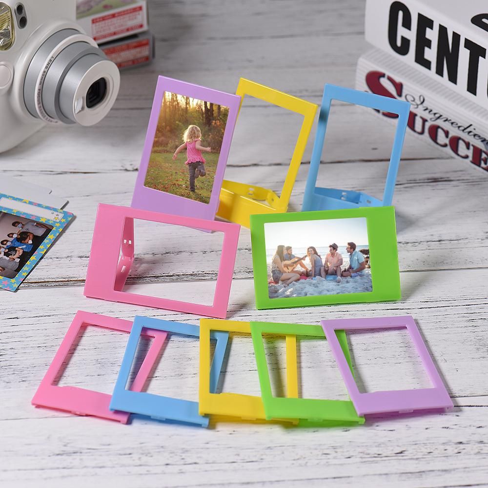3" Mini Plastic Table Photo Frame for Fujifilm Instax mini 8 7s 90 25 50s  9 SP-1 SP-2 Film, 10 Pack, 5 Colors