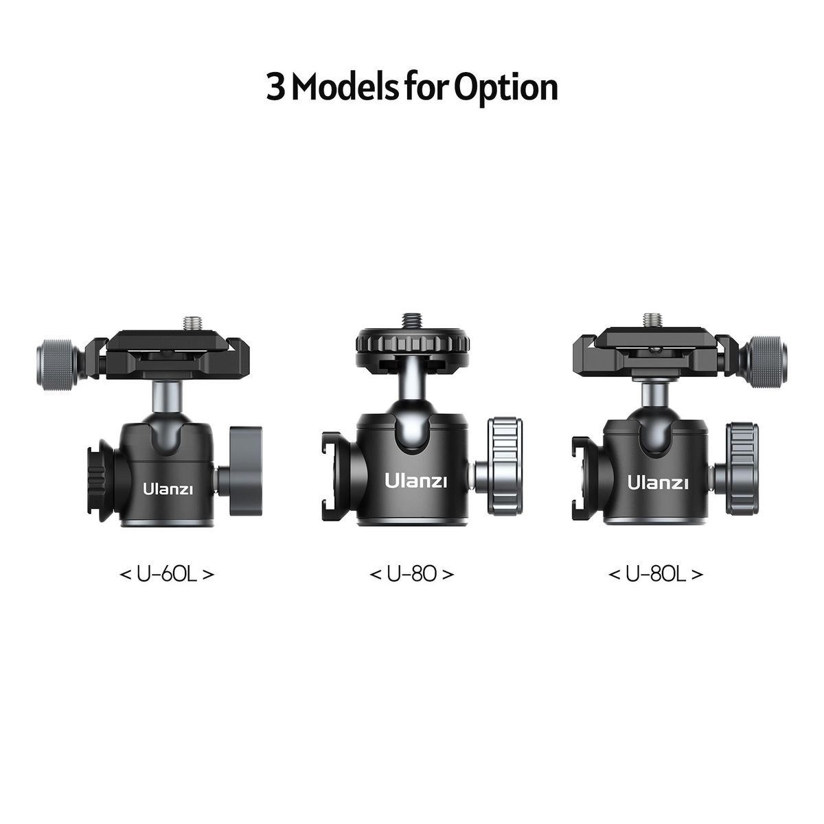 Ulanzi U-80L Arca Swiss Side Cold Shoe Ball Head with Arca Swiss Quick Release Plate 1/4 Inch Screw Mounts for DSLR ILDC Cameras Max. Load 10kg