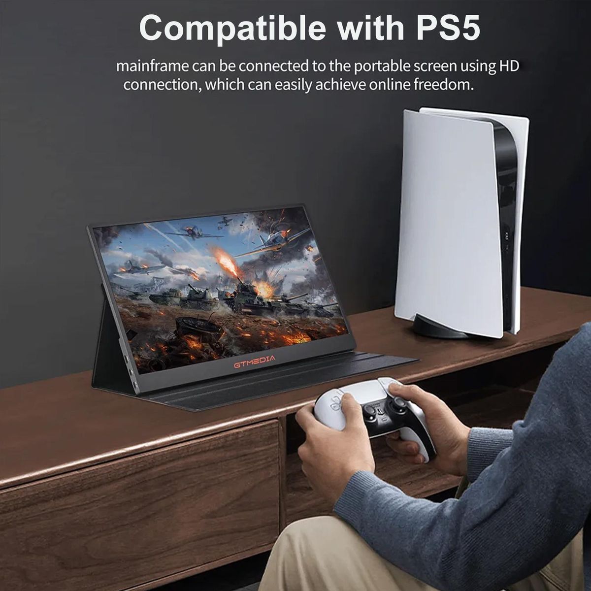 GTMEDIA GAME MATE 173 Monitor Extender 17.3'' QHD 2560*1440(2.5K) IPS Screen Mini HD*1+Type-C*2 Built-in Speaker