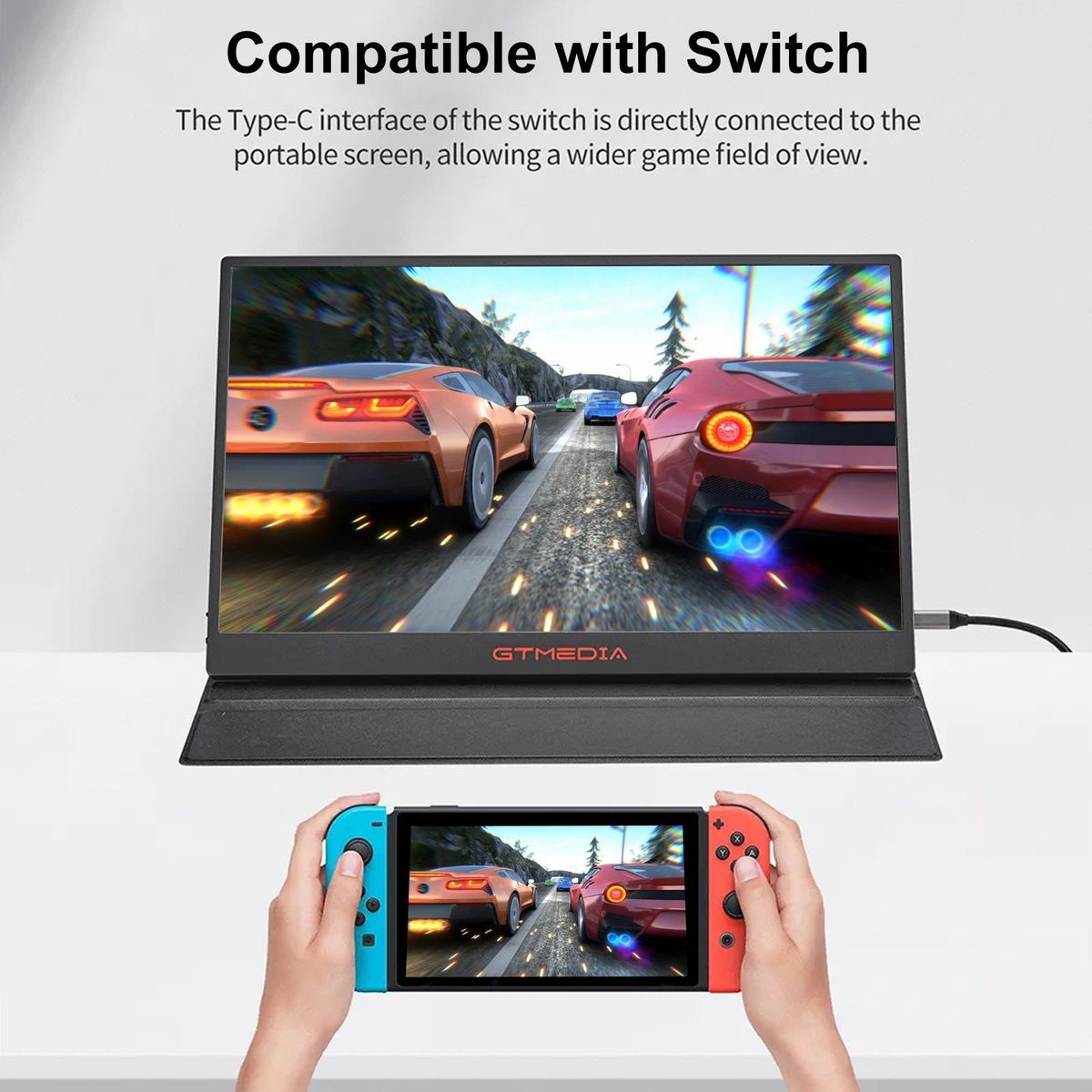 GTMEDIA GAME MATE 173 Monitor Extender 17.3'' QHD 2560*1440(2.5K) IPS Screen Mini HD*1+Type-C*2 Built-in Speaker