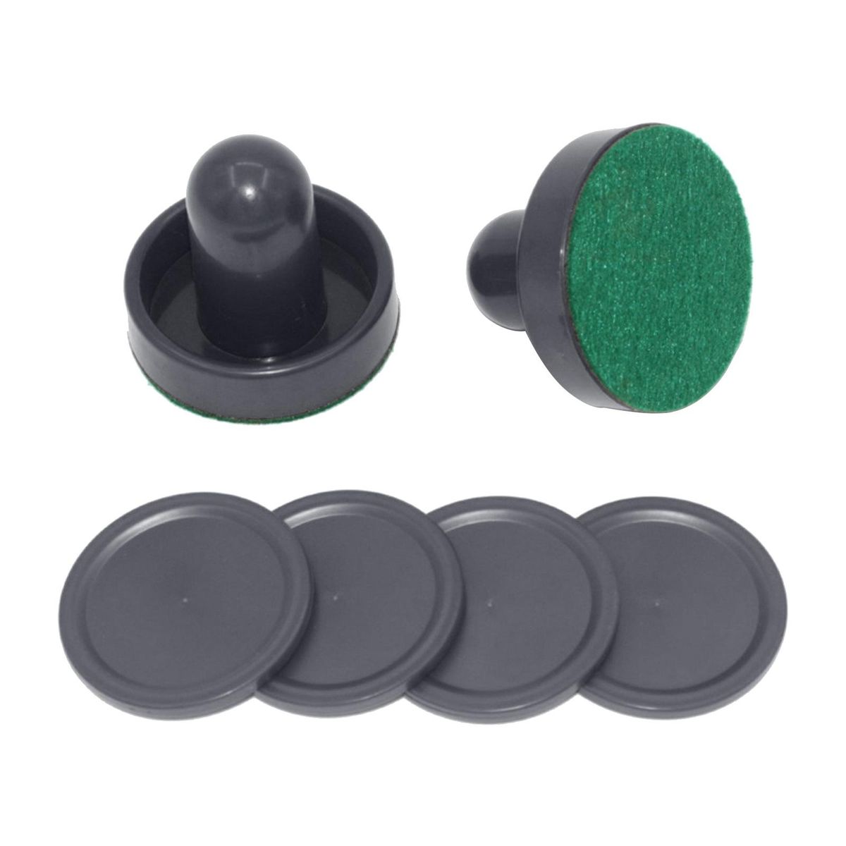 2PCS Air Hockey Pushers And 4PCS Pucks Small Size For Kids Adult Black